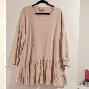 Cream sweatshirt ruffle dress. EUC